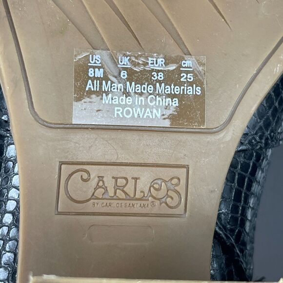 CARLOS By Carlos Santana Rowan Womens 8 M Western Ankle Boots Black Snakeskin - Picture 8 of 8